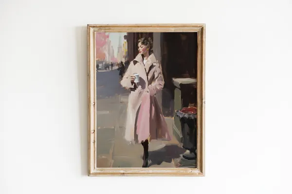 Retro Girly Girl Painting Print Dorm Room Decor