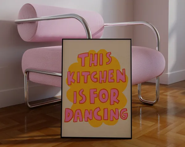 This Kitchen Is For Dancing Colorful Quote Art Print