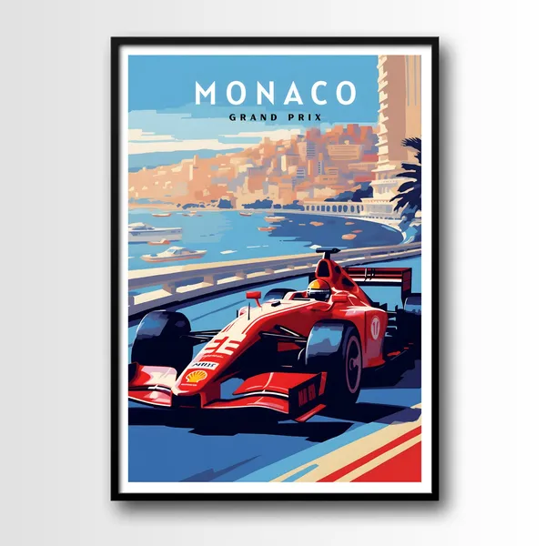 Monaco Grand Prix Travel Poster, Monaco Wall Art