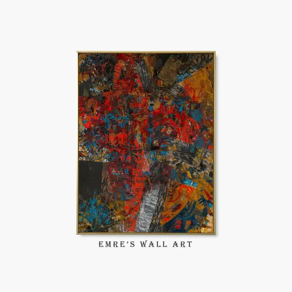 Vintage Abstract Painting Art Print, Autumn Tones