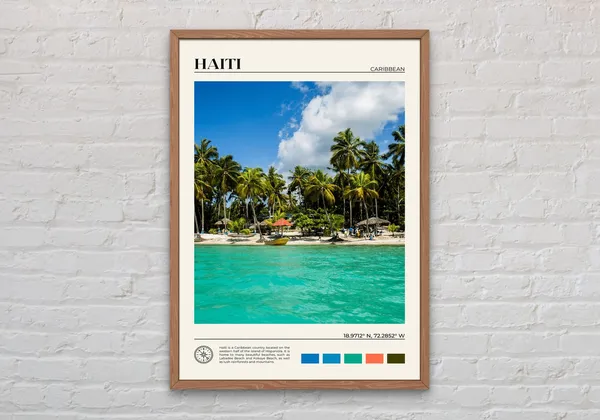 Haiti Beach Travel Poster, Caribbean Wall Art