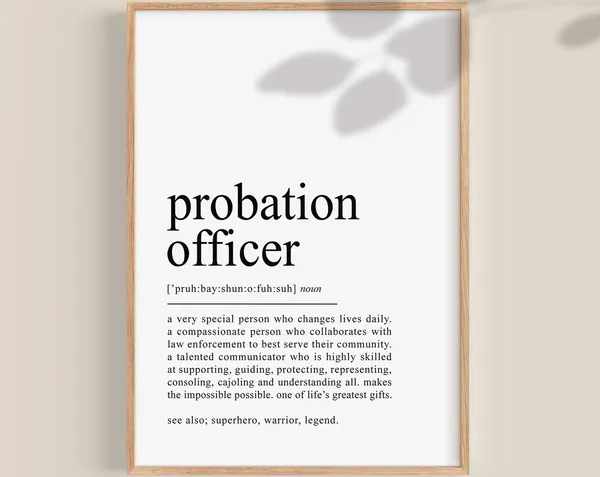 Probation Officer Definition Art Print, Social Work Gift