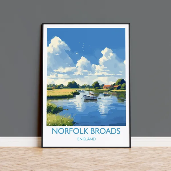 Norfolk Broads Travel Poster, England Art Print