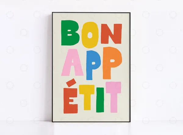 Bon Appetit Kitchen Slogan Art Print