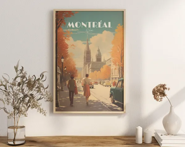 Montreal Old City Vintage Travel Poster