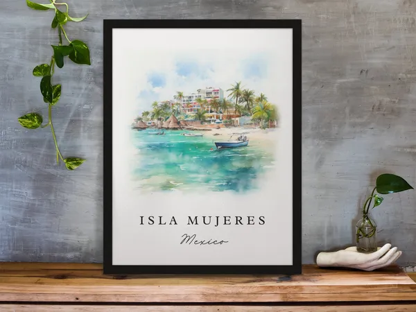 Isla Mujeres Travel Poster, Mexico Custom Text
