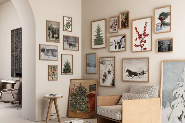 Christmas Vintage Gallery Wall Art, Holiday Poster