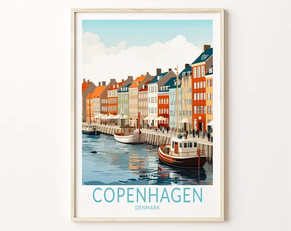 Copenhagen Denmark Travel Poster, Custom Travel Print