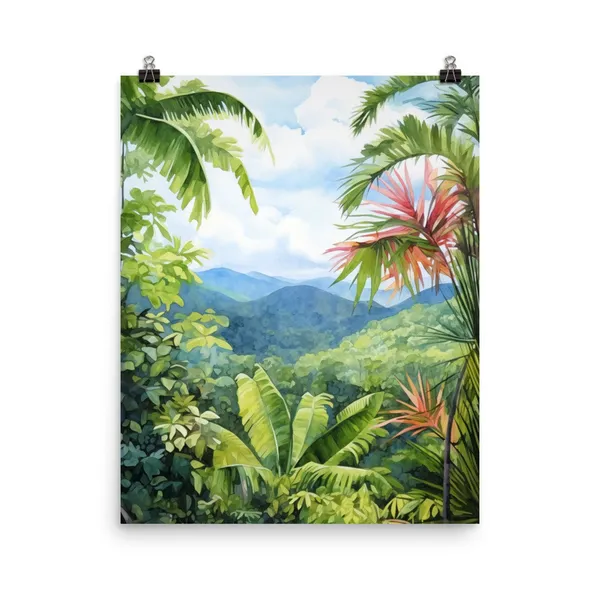 El Yunque Watercolor Print, Puerto Rico Travel Poster
