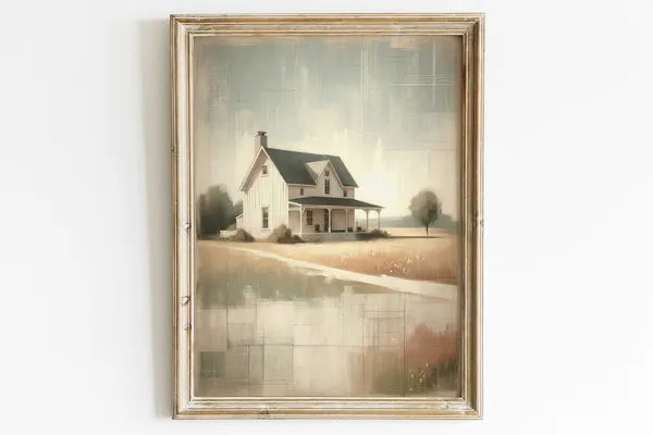 Country House Print, Rustic Country Home Decor
