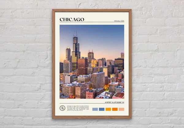 Chicago Photo Travel Poster, Illinois Wall Art