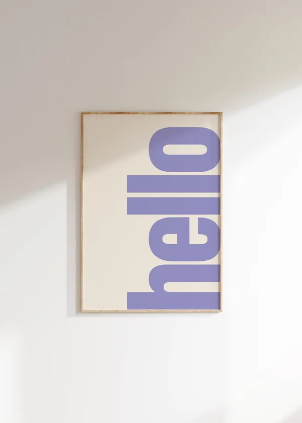 Hello Print Typography Poster, Retro Neutral Style