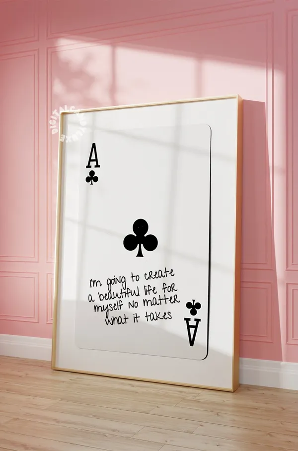 Ace Card Poster Print, Black And White Typography