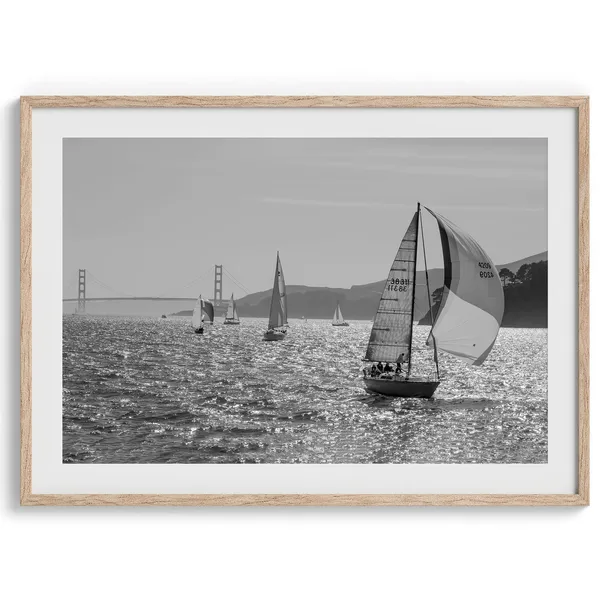 San Francisco Sailboats, Golden Gate Bridge Art Print