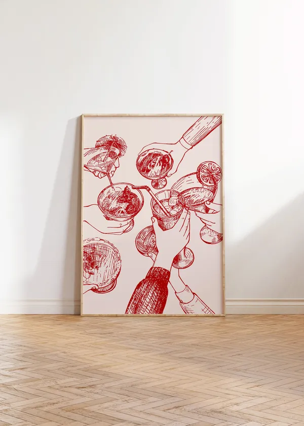 Retro Cheers Bar Wall Art, Happy Hour Print
