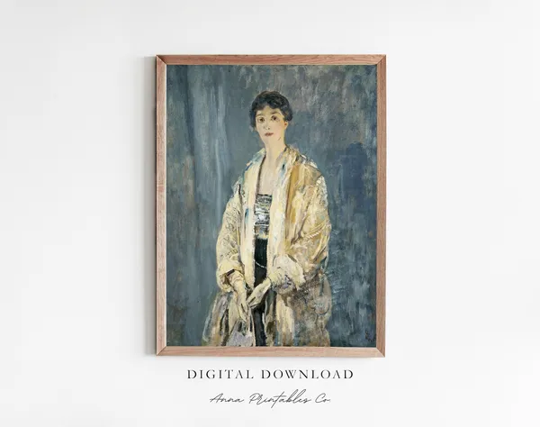 Woman in Yellow Antique Portrait, Vintage Art Print