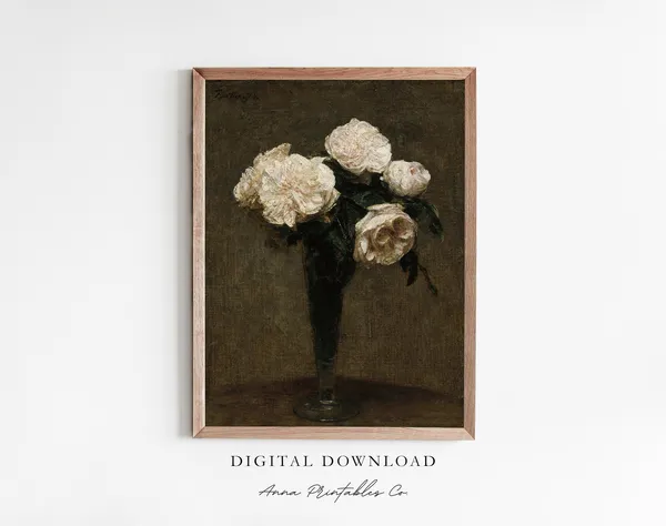 Dark Academia Floral Bouquet Oil Painting Art Print