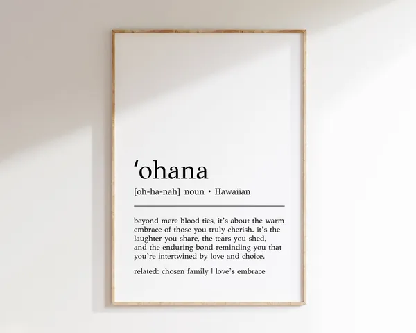 Ohana Definition Typography Art Print, Hawaiian Decor