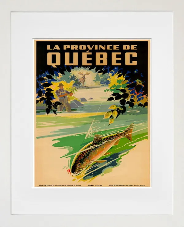Quebec Travel Poster, Fishing Canada Home Decor