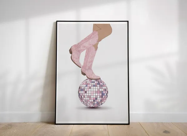 Disco Cowgirl Apartment Wall Art Print
