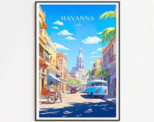 Havana Travel Poster, Cuba Wall Art Print