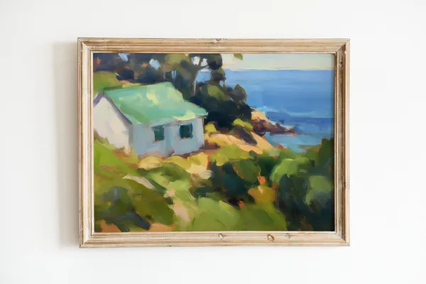Coastal Landscape Painting, Lake House Decor Art Print