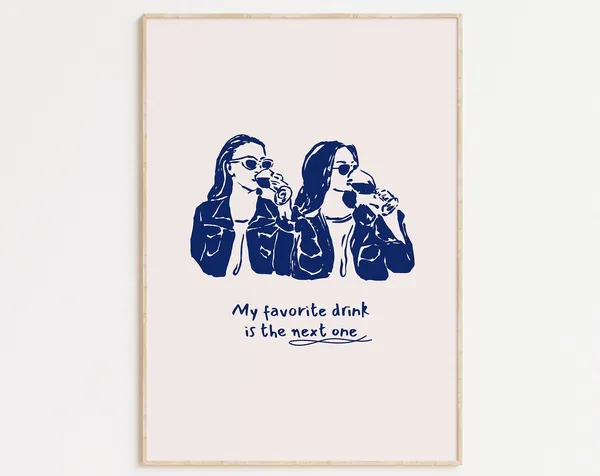 Girls Cocktail Art Print, Bar Cart Decor