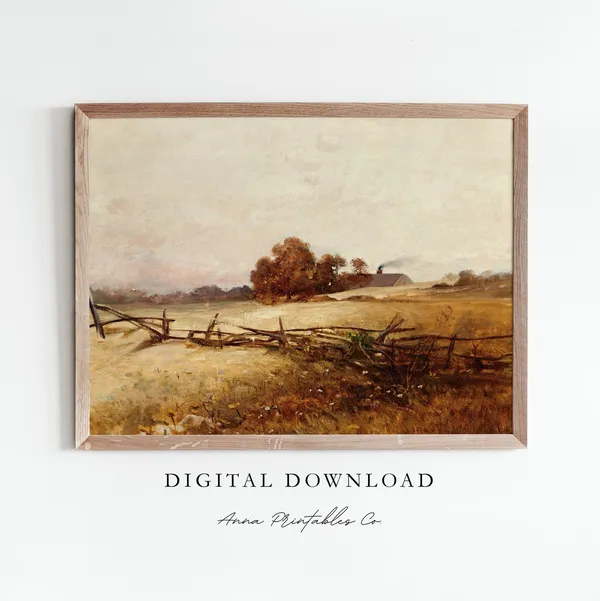 Autumn Landscape Vintage Pastoral Art Print