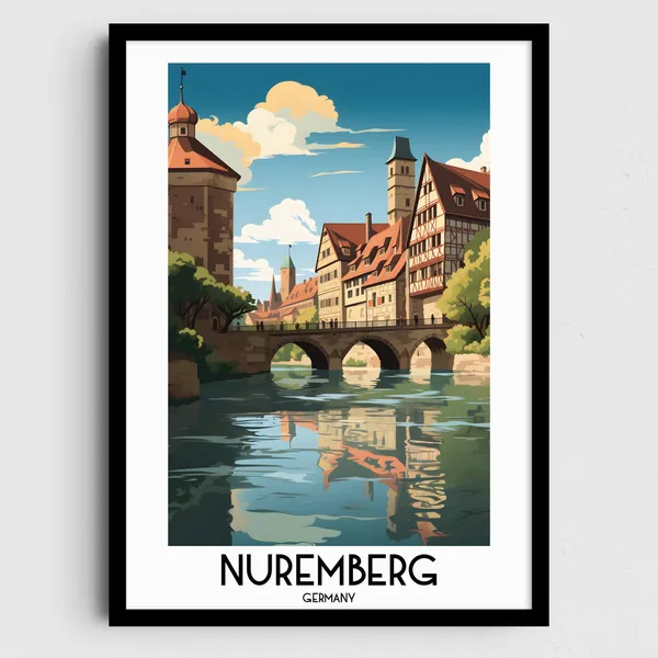 Nuremberg Travel Poster, Germany Europe Wall Art
