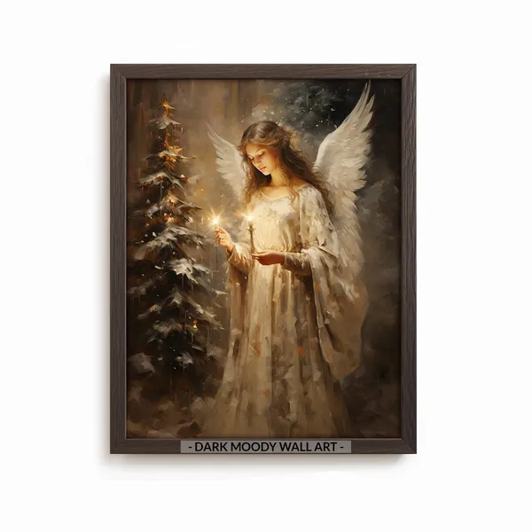 Christmas Angel Vintage Holiday Decor Art Print