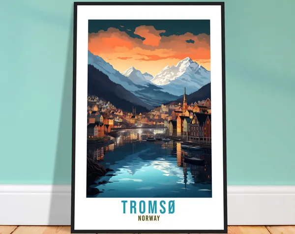 Troms Norway Travel Poster, Northern Norway