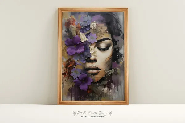 Flower Woman Vintage Oil Painting Art Print