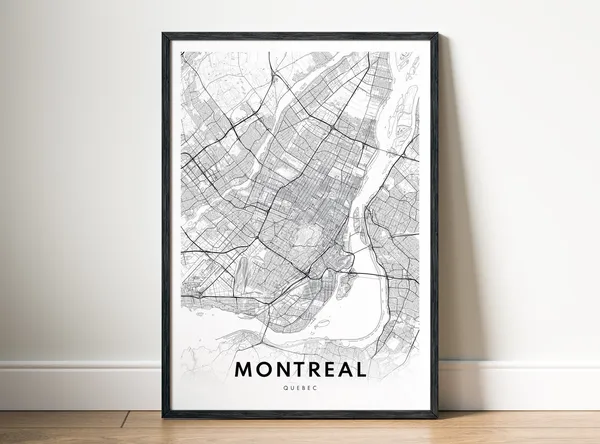 Montreal Map Print, Minimal City Map Poster