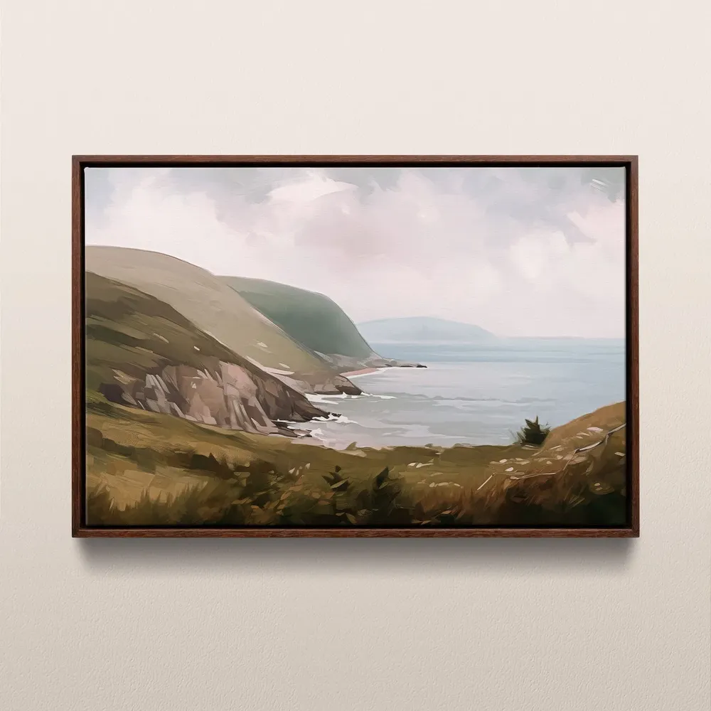 Cape Breton Coastal Cliffs Vintage Oil Painting Landscape Poster