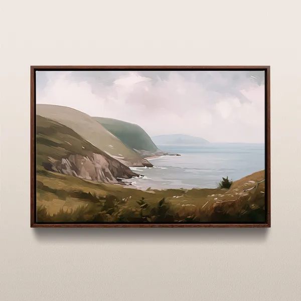 Cape Breton Coastal Cliffs Vintage Oil Painting Landscape Poster