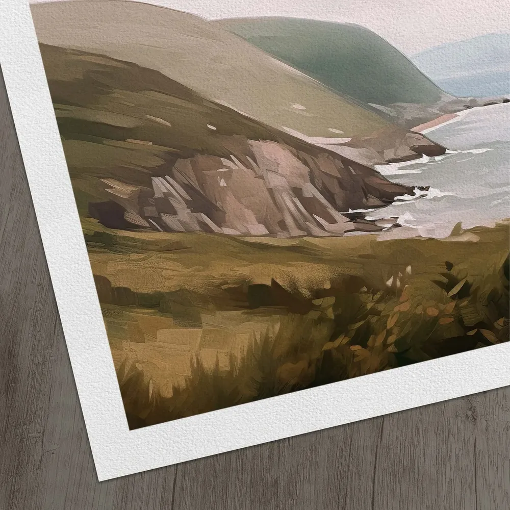Cape Breton Coastal Cliffs Vintage Oil Painting Landscape Poster - Image 2