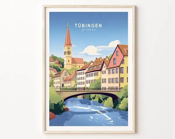 Tübingen Germany Travel Poster, Europe Travel Art Print