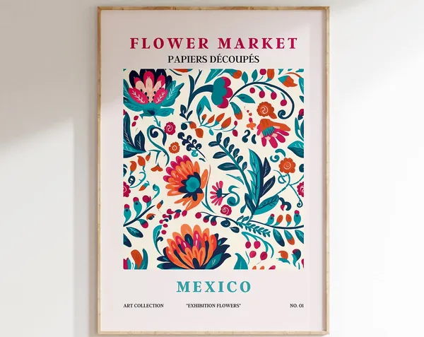 Flower Market Kitchen Living Room Art Print