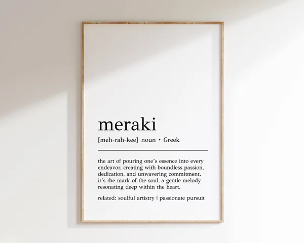 Meraki Definition Art Print, Greek Wall Art