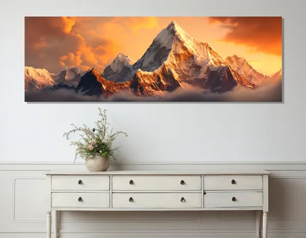 Everest Sunset Himalayas Wall Art Print, Mountain Landscape