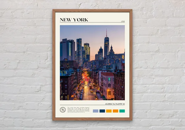 New York State Travel Poster, USA Wall Art Print