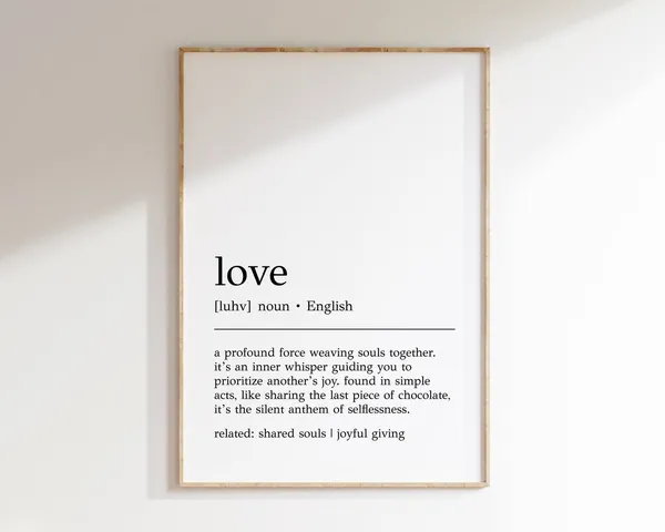 Love Definition Print, Romantic Love Wall Art