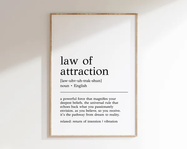 Law Of Attraction Definition, Motivational Quote Print