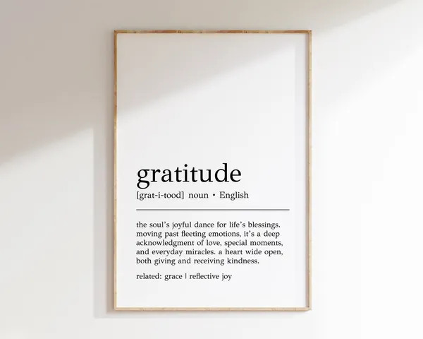 Gratitude Definition Art Print, Thanksgiving Decor