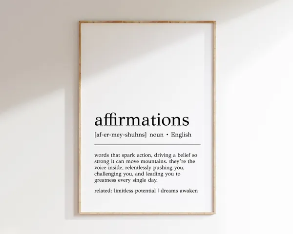 Affirmations Definition Motivational Typography Art Print