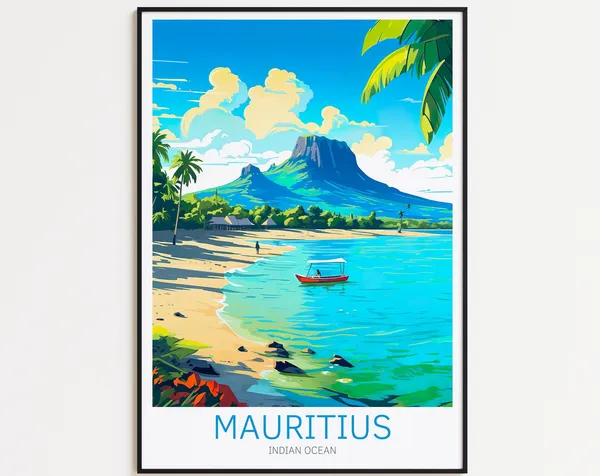 Mauritius Travel Poster, Africa Wall Art Print