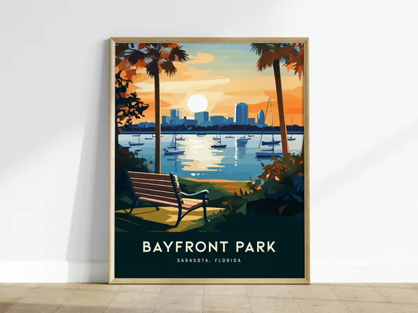 Bayfront Park Sarasota Bay Travel Poster, Florida