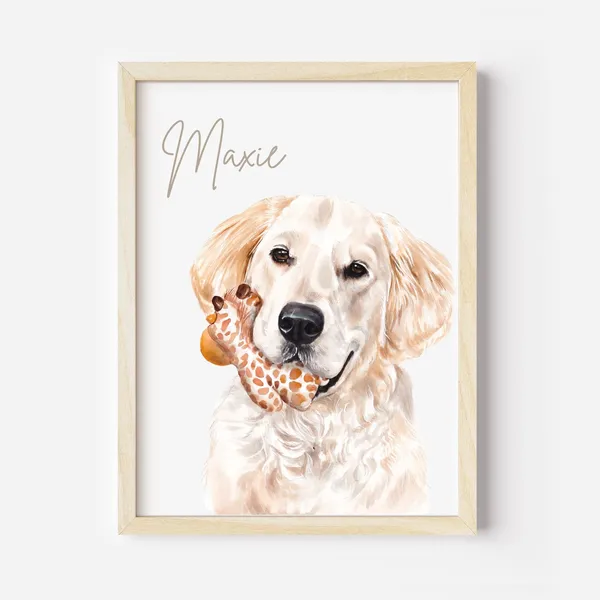 Pet Portrait Watercolor Dog Painting, Memorial Gift