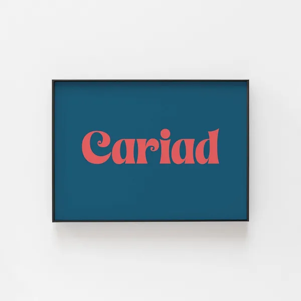 Cariad Welsh Love Art Print, Romantic Wall Decor