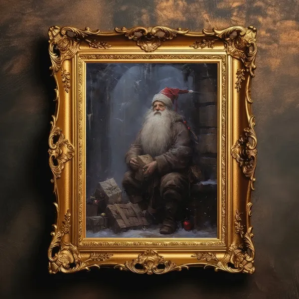 Santa Claus Christmas Prints, Dark Academia Vintage Art